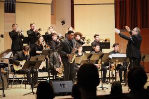 students playing in jazz ensemble