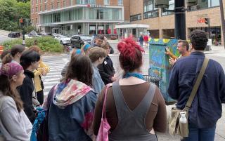 2024 Jumpstart students on the Ithaca Murals tour